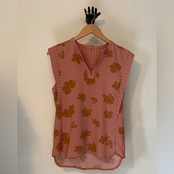 Pretty in pink M Dusty rose & ochre floral sleeveless dress shirt. Dressy/Date - Picture 4 of 7